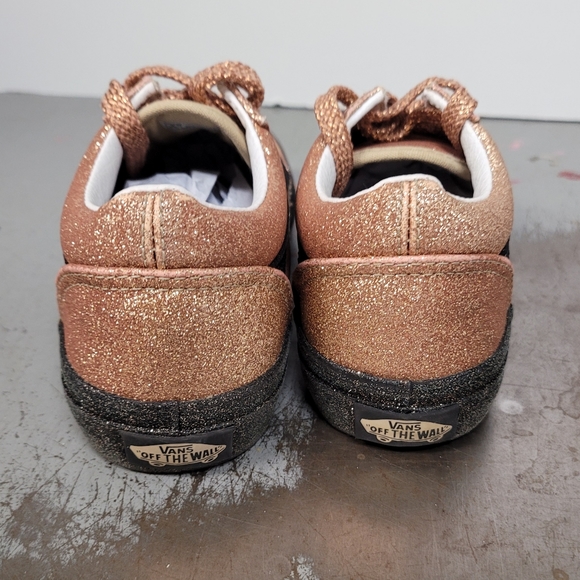 Vans Kids Unisex Off The Wall Skateboard Shoes Youth Size 3 Gold Glitter 508357 - Picture 2 of 9